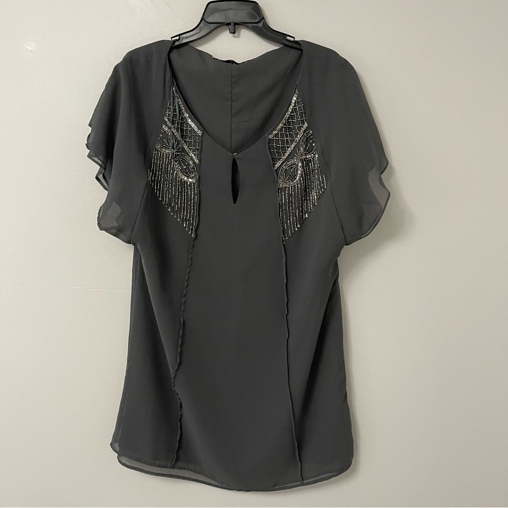 Zara dark gray lined jeweled tunic dress